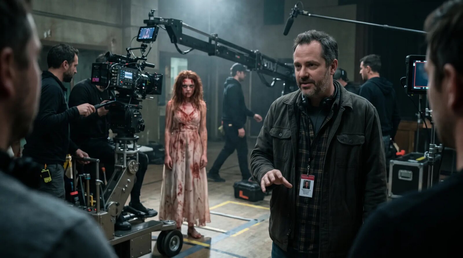 Showrunner Mike Flanagan on the set of Amazon Prime Video's Carrie television series adaptation.
